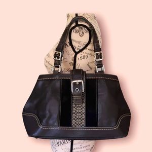 Coach Hamptons Logo Stripe Carryall Satchel RARE